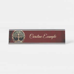 Elegant noble tree of life with celtic knot.  desk name plate
