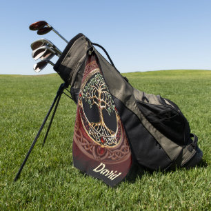 Elegant noble tree of life with celtic knot. golf towel