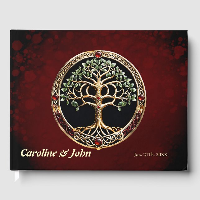 Elegant noble tree of life with celtic knot.  guest book (Front)