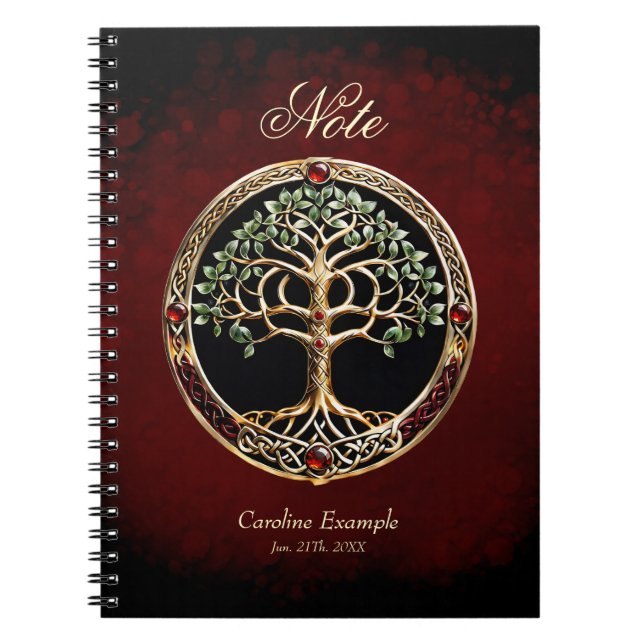 Elegant noble tree of life with celtic knot. notebook (Front)