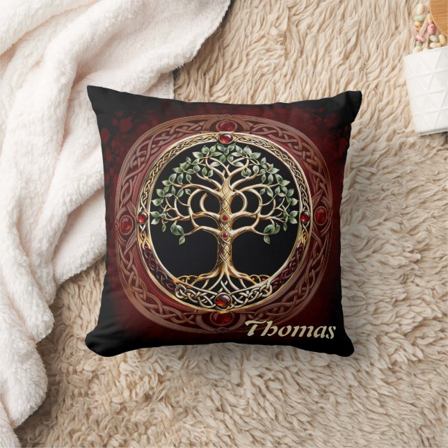 Elegant noble tree of life with celtic knot. throw pillow (Blanket)