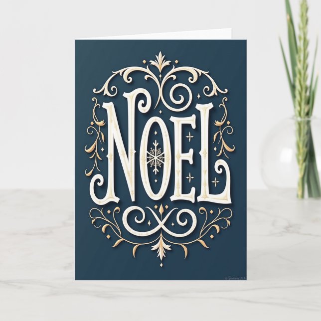 Elegant Noel Christmas Snowflake Card (Front)