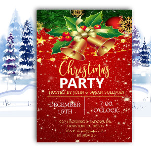 Élégant Noël cloches Noël Invitation