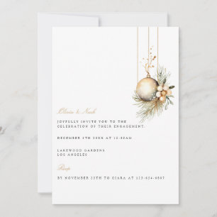 Élégant Noël Floral Fiançailles Invitation