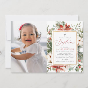 Élégant Noël hiver photo Baptême Invitation