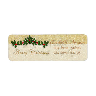 Élégant Noël Holly Branches Berry, Glitterie