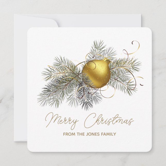 Élégant Noël Ornament Carte de vacances personnali (Devant)
