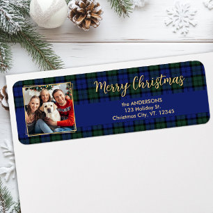 Élégant Noël Plaid Gold Photo Retour Adresse