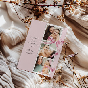Élégant Nœud Rose Carte Photo Fête des Mères 3
