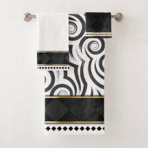 Elégant noir, blanc et or avec perles