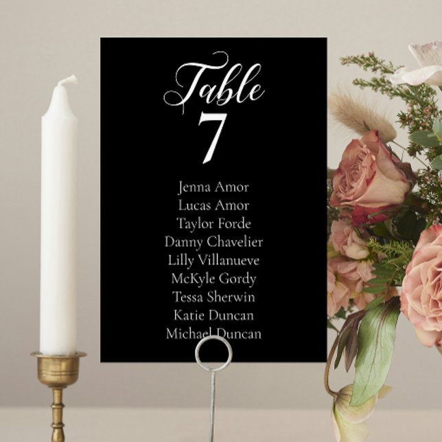 Élégant noir blanc Mariage assis Cartes de carte g (Créateur téléchargé)