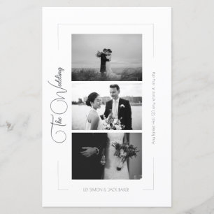 Elégant noir blanc photo Collage menu Mariage