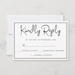 Elégant noir & blanc simple RSVP