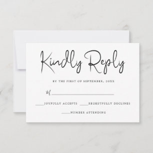 Elégant noir & blanc simple RSVP