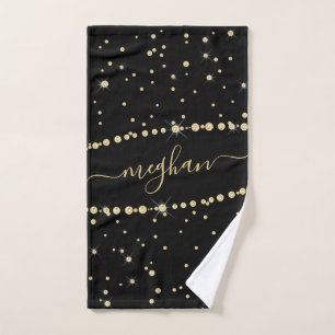 Élégant Noir Confetti Parties scintillant Monogram