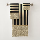 Élégant noir élégant, Gold Stripes Parties scintil