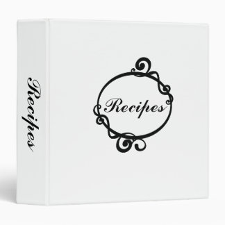 Élégant noir et blanc - 1 1/2" Classeur de recette