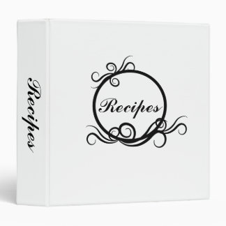 Élégant noir et blanc - 1 1/2" Classeur de recette