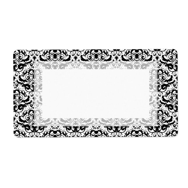 Élégant noir et blanc Calligraphique Damask (Devant)