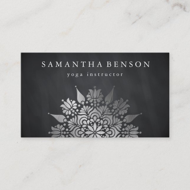 Élégant noir et blanc Logo Carte de visite Yoga (Devant)