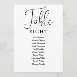 Élégant Noir Et Blanc Sièges Numéro De Table