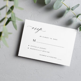 Elégant noir et blanc simple mariage carte RSVP