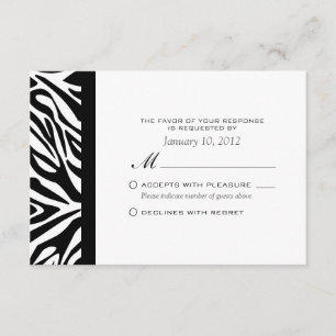 Elégant noir et blanc Zèbre personnalisé RSVP