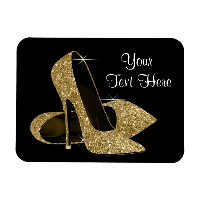 Elégant Noir et Or Haut talon Magnets de chaussure (Horizontal)