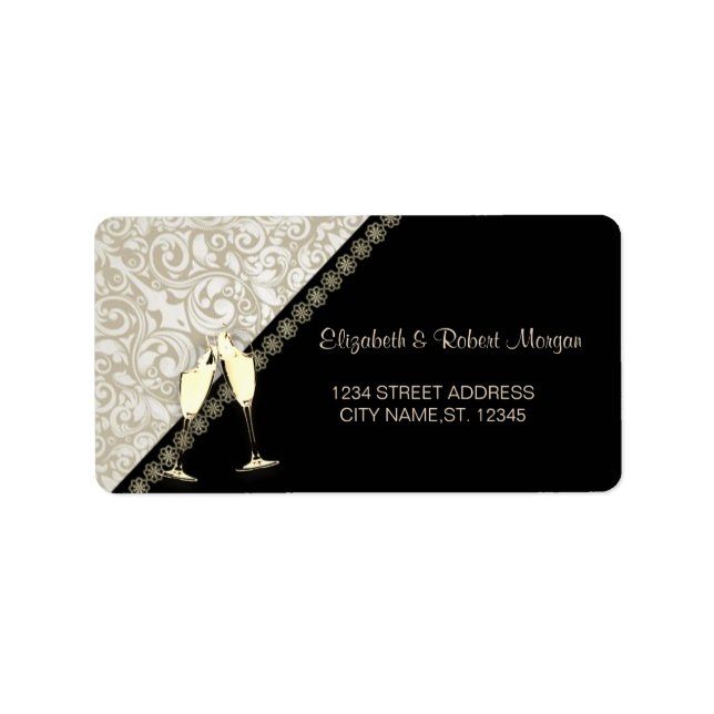Élégant noir, Étiquette Mariage damassé (Devant)