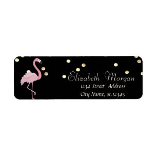 Elégant Noir, Flamant rose rose Fux Gold Foil Conf