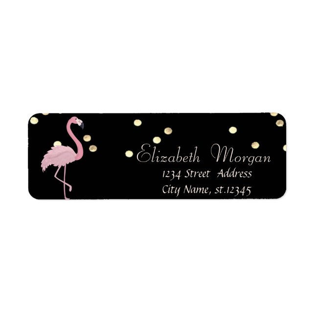 Elégant Noir, Flamant rose rose Fux Gold Foil Conf (Devant)