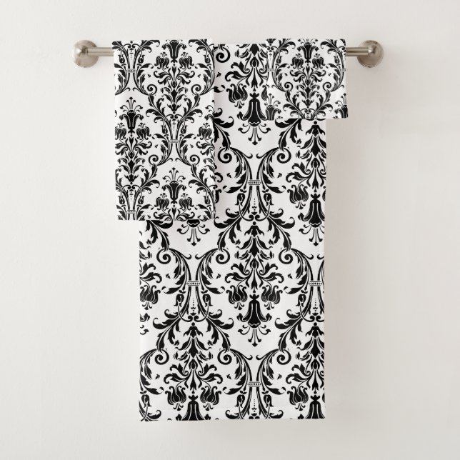 Élégant noir floral noir sur blanc (En situation)