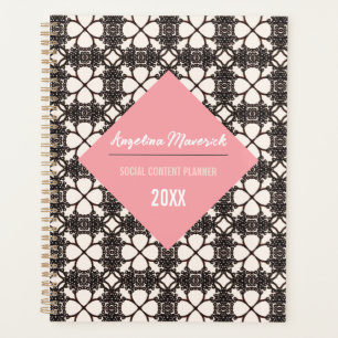 Elégant noir motif floral Pink support texte