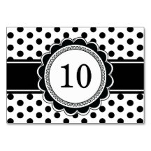 Elégant noir noir blanc Polka numéros de table