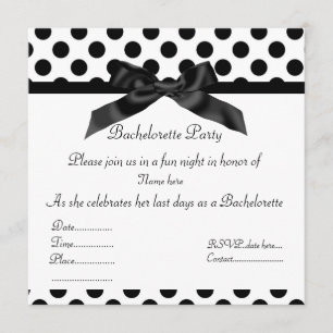 ÉLÉGANT NOIR SPOT BACHELORETTE PARTI INVITATION