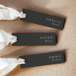 Elegant Noir Wedding Name Place Cards