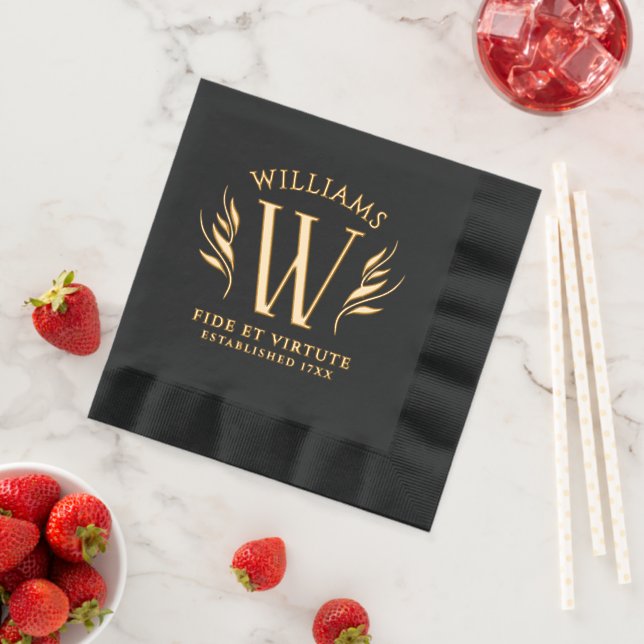 Elégant nom de famille feuille Monogram Motto (Insitu (Fraise))