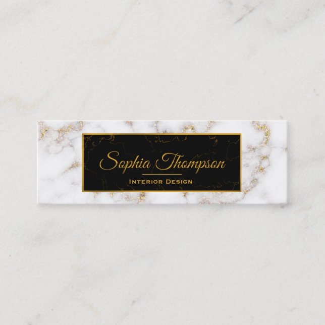Élégant nom de marbre blanc or - Carte de visite (Devant)