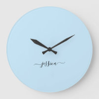 Elégant nom de script bleu clair grand horloge