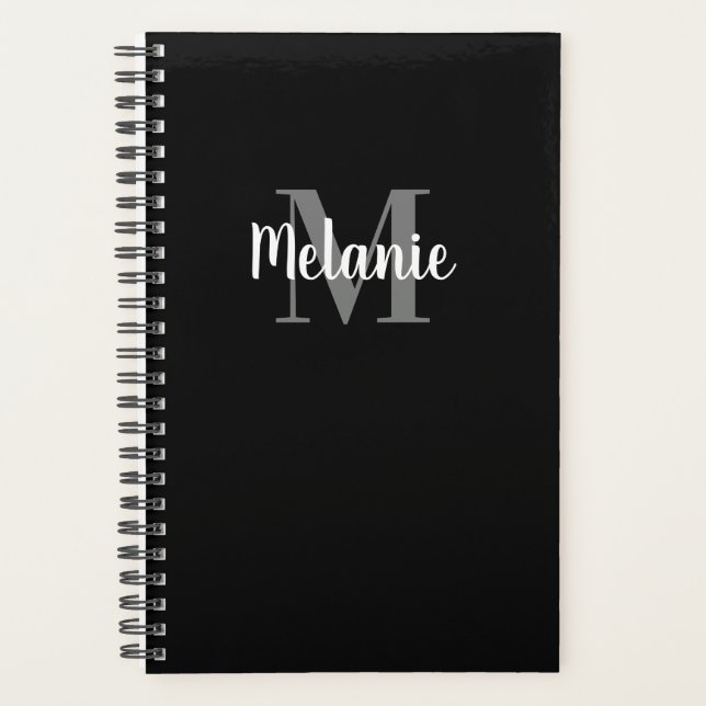 Élégant nom personnalisé monogramme spiral planner (Devant)