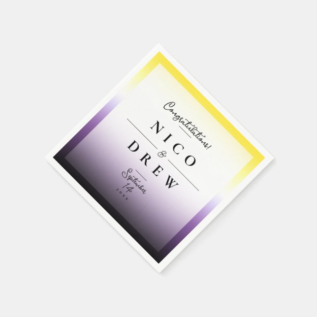 Elegant Nonbinary Pride Wedding  Napkin (Corner)
