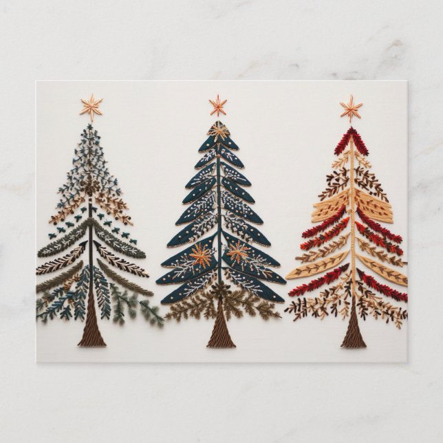 Elegant Nordic Style Christmas trees Postcard (Front)