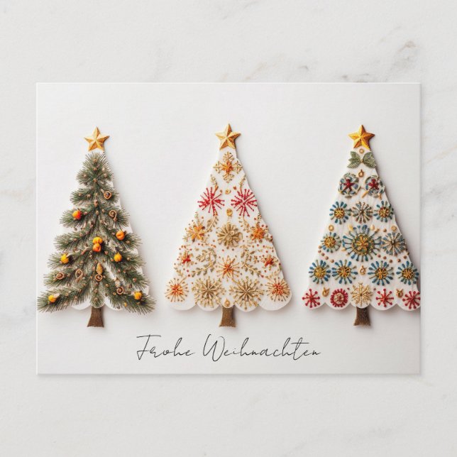 Elegant Nordic Style Christmas trees Postcard (Front)