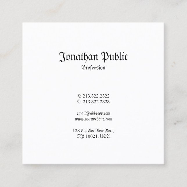 Elegant Nostalgic Classic Vintage Professional Square Business Card (Front)