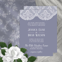 Elegant Nostalgic Lace Steel Blue | White Wedding
