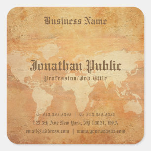 Elegant Nostalgic Old Paper Look Professional Square Sticker