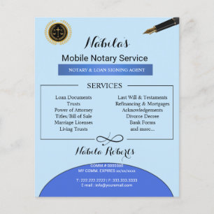 Elegant Notary Loan Signing Agent sky Blue Flyer