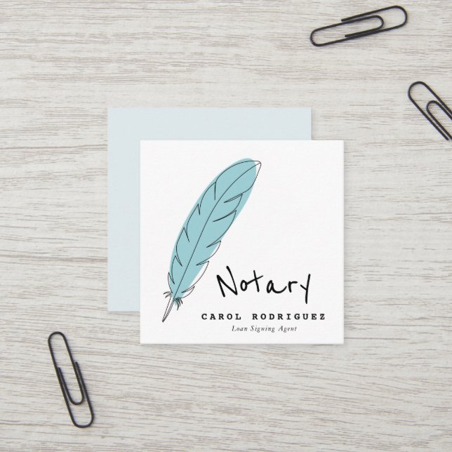 elegant notary loan signing agent square business card (Front/Back In Situ)