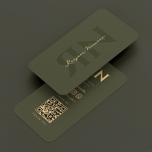 Elegant Notary Monogram Army Green Modern Business Card (Elegant Notary Monogram Army Green Modern Business Card
)