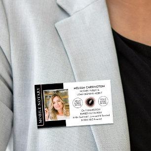 Elegant Notary Public Black Rose Gold Name Tag